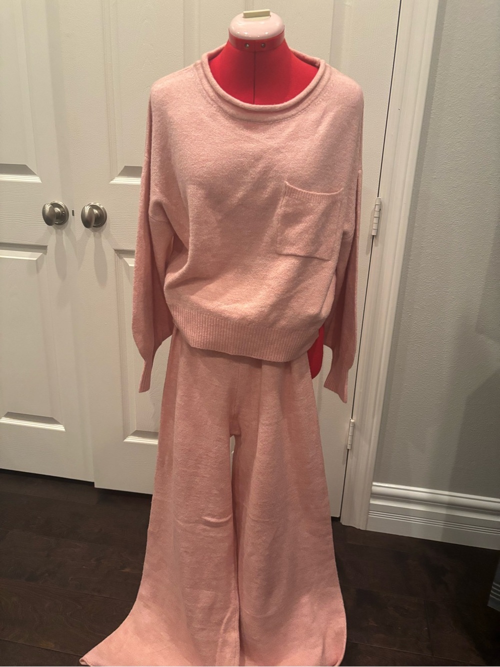 Sincerly Jules Blush Pink Cozy Knit Top and Wide Leg Pants Set